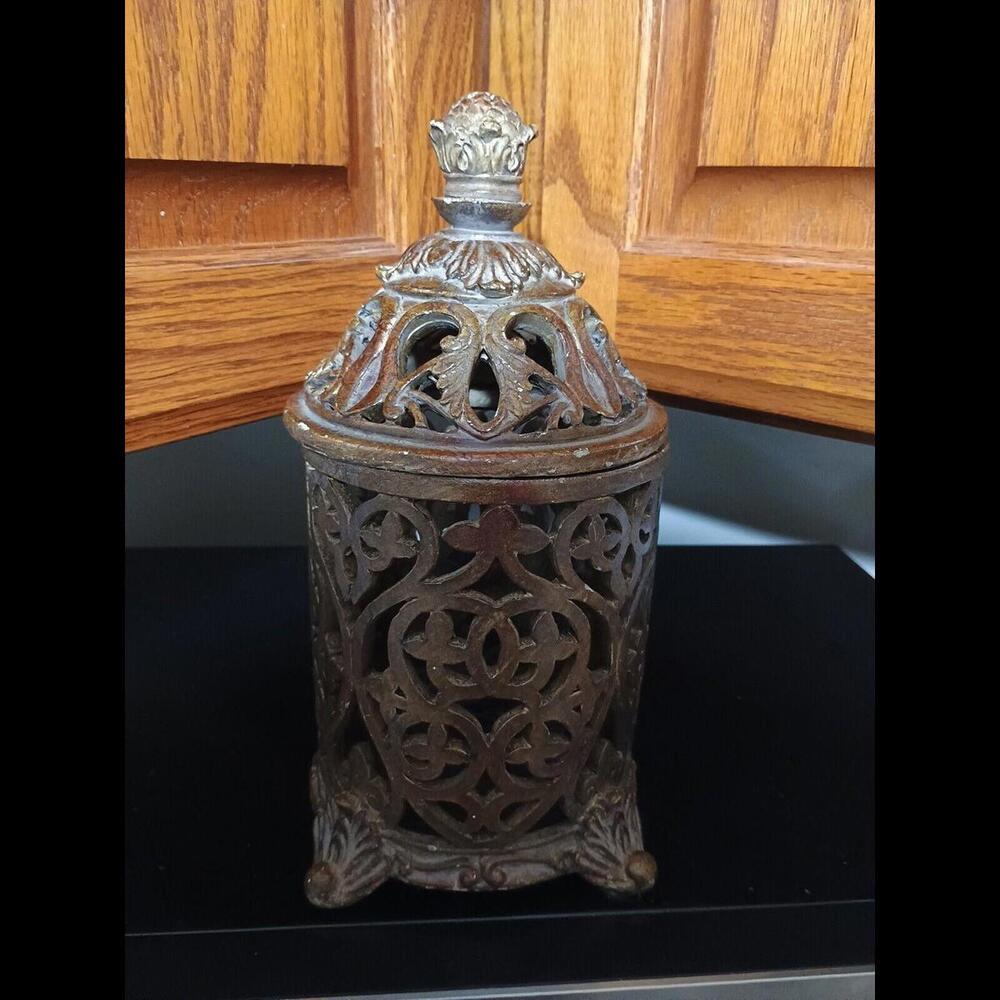 Home Goods resin cast lidded container Vintage